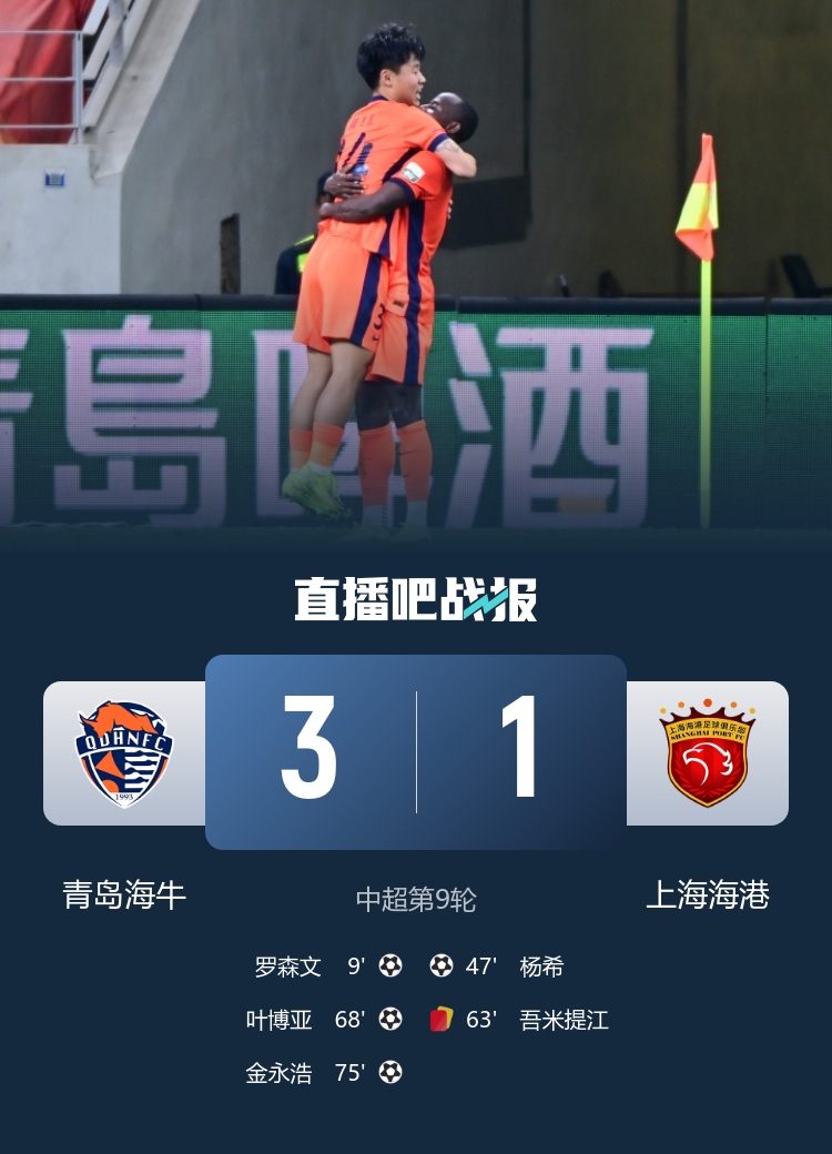 世界波+红牌+逆转:海牛3-1终结对海港七连败,叶博亚传射建功 世界波+红牌+逆转:海牛3-1终结对海港七连败,叶博亚传射建功